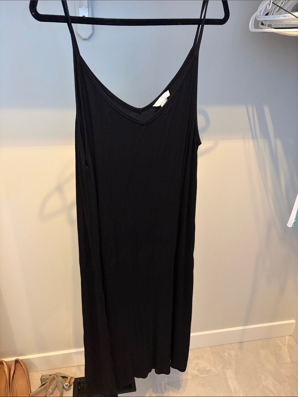 H&M Black Midi Slip Dress with Spaghetti Straps